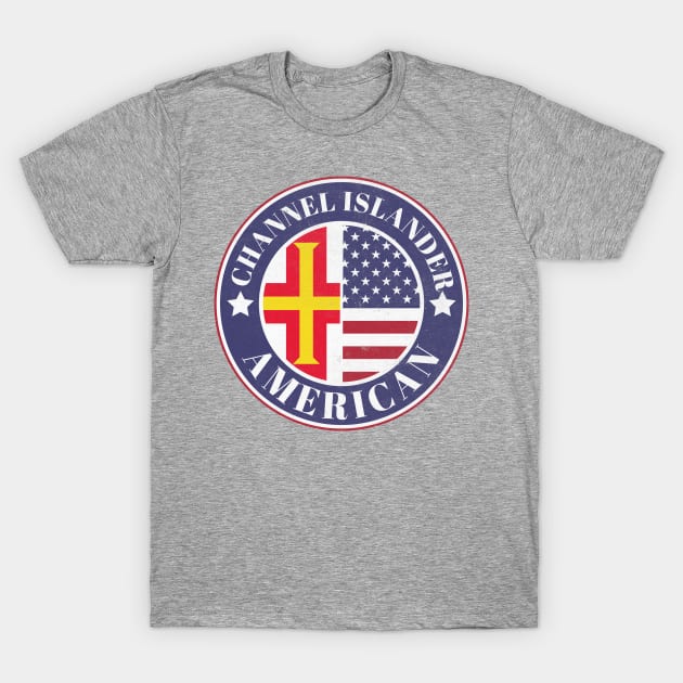 Proud Channel Islander-American Badge - Guernsey Flag T-Shirt by Yesteeyear